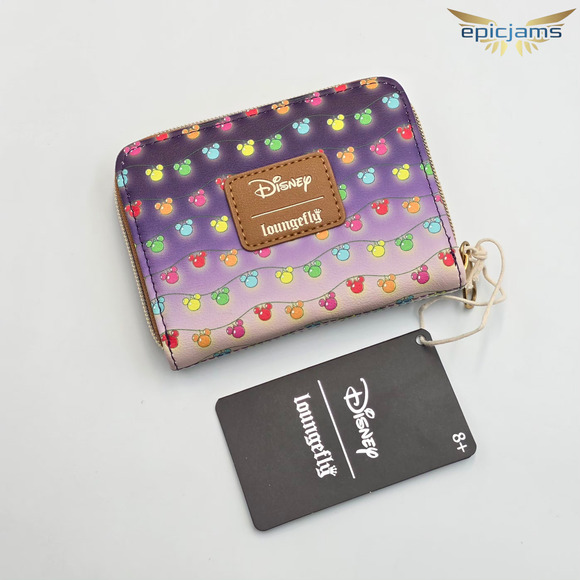 Loungefly Disney Mickey Mouse & Minnie Mouse Holiday House Mini Zipper Wallet - Picture 2 of 2